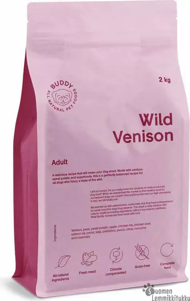 Buddy Wild Venison Koiranruoka 2kg - Kuivaruoka normaaliaktiiviselle koiralle - 42250 - 1