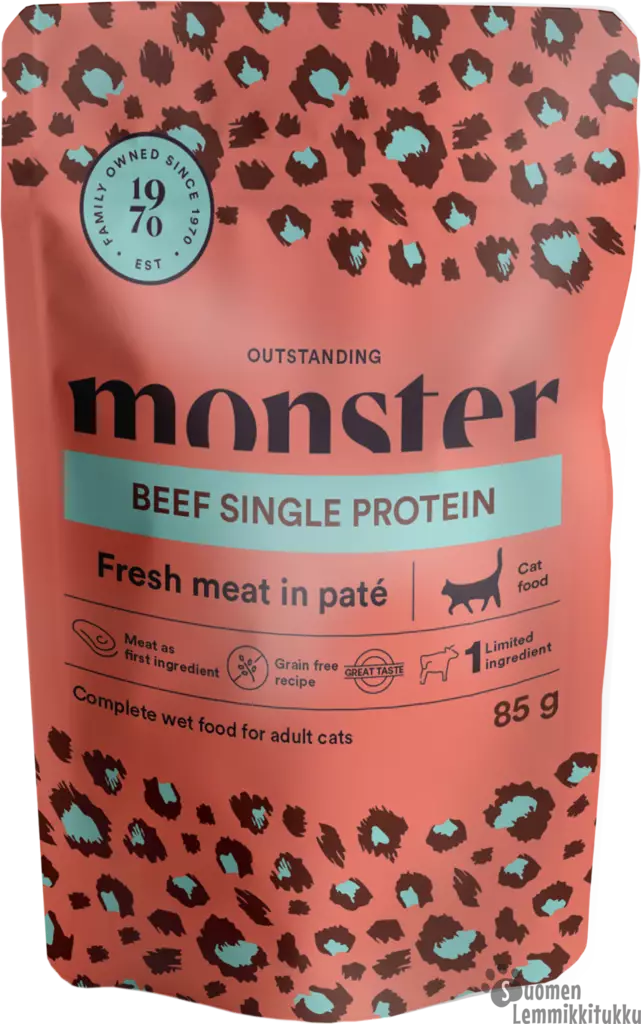 Monster Cat single Beef 8 x 85g - Kissan märkäruoka - 40190 - 1
