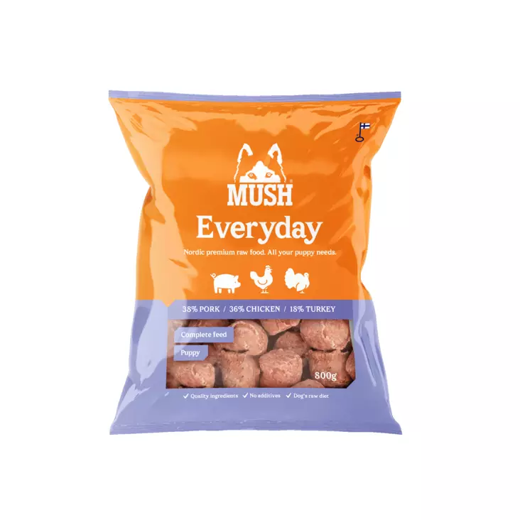 Mush Everyday Puppy vaaleanliila 6x800g, sika-kalkkuna-kana - Mush raakaruoka - 37390 - 1