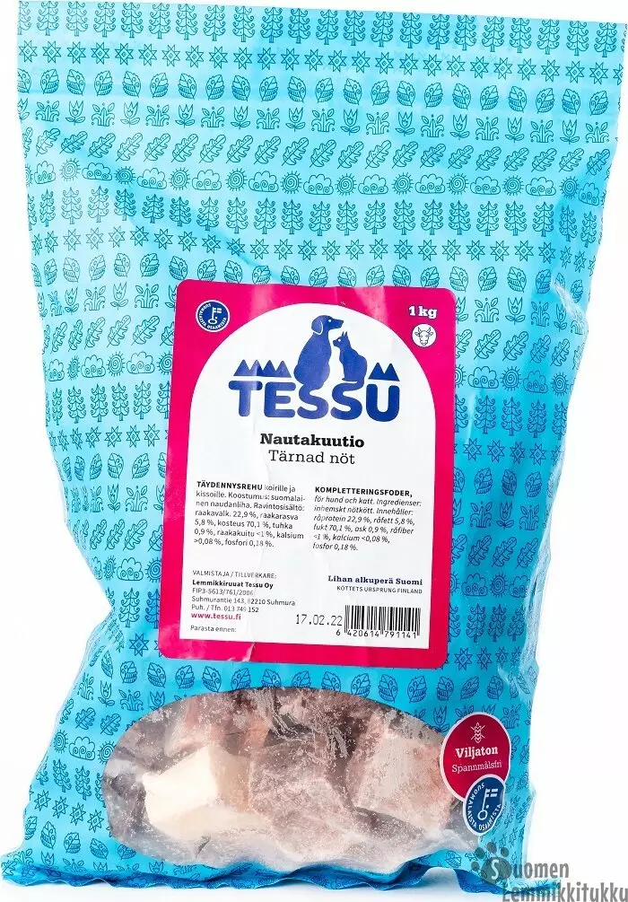 Nautakuutio, ennakkotilaus 4x1kg - Tessu raakaruoka - 39620 - 1