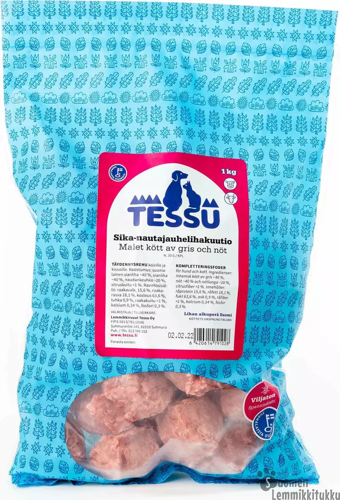 Tessu Sika-nauta jauhelihakuvio 1kg - Koiran raakaruoka - 39630 - 1