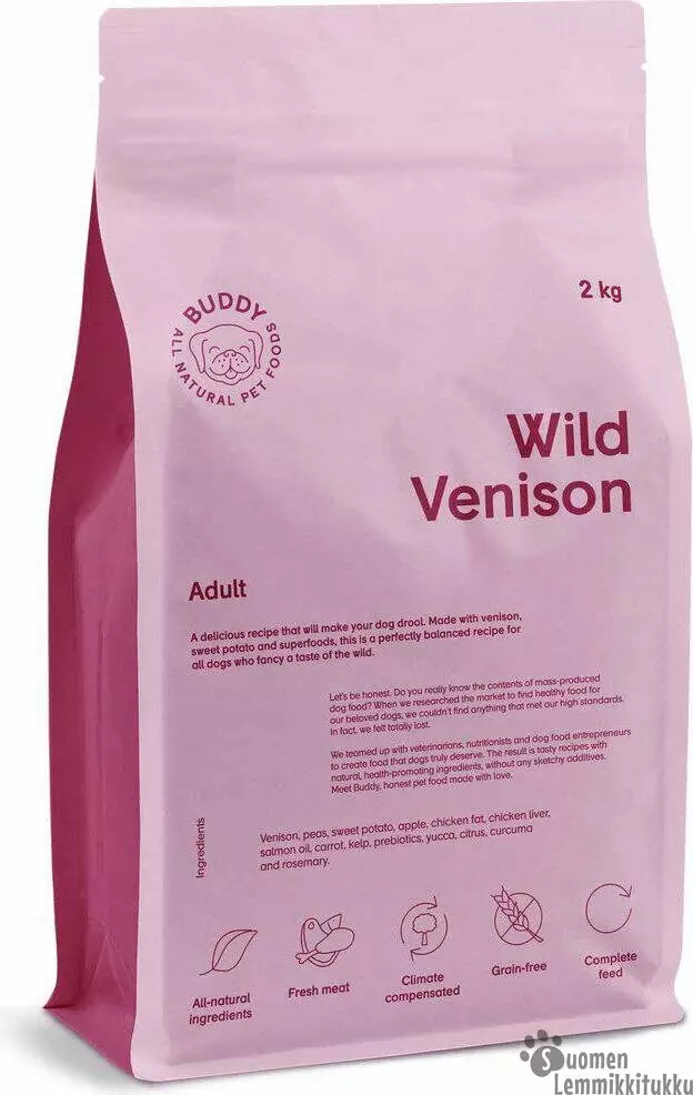 Buddy Wild Venison Koiranruoka 2kg - Kuivaruoka normaaliaktiiviselle koiralle - 42250 - 1