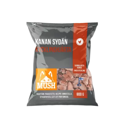 Mush Kanan sydän kokonainen 8x800g - Mush raakaruoka - 37321 - 2