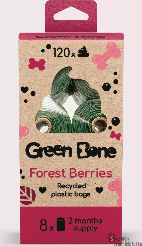 Kakkapussit Forest Berries - Metsämarjat 8 rullaa - Koiran kakkapussit ja ulkoilutarvikkeet - 41421 - 1