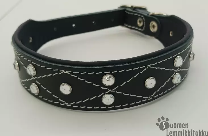 Nahkapanta strasseilla ja koristetikkauksilla. - Koiran nahkapannat - 39701 - 1