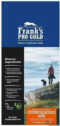 Frank´ Pro Gold Adult Large Breed 15kg - Kuivaruoka normaaliaktiiviselle koiralle - 41892 - 1