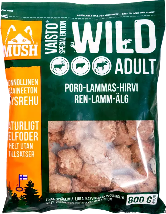 Mush Vaisto® Wild poro-lammas-hirvi 8x800g, ennakkotilaustuote - Mush raakaruoka - 37372 - 1