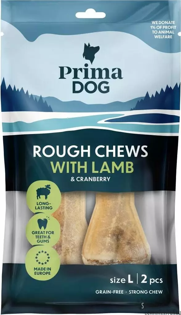 Rough Chews täytetty puruluu Lammas-Karpalo L 13,5 cm, 140 g - Nahkaluut koiralle - 41372 - 1