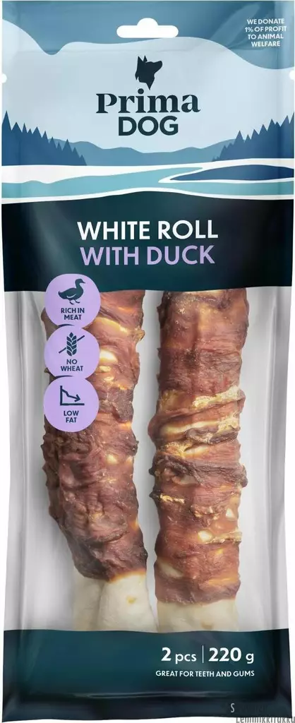 Primadog Ankkapururulla 25cm 220g - Nahkaluut koiralle - 41723 - 1