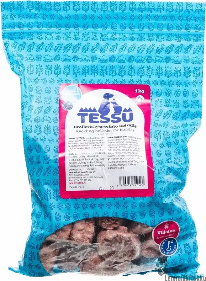Broileritäysravinto koiralle 4x1kg, ennakkotilaus - Tessu raakaruoka - 41393 - 1