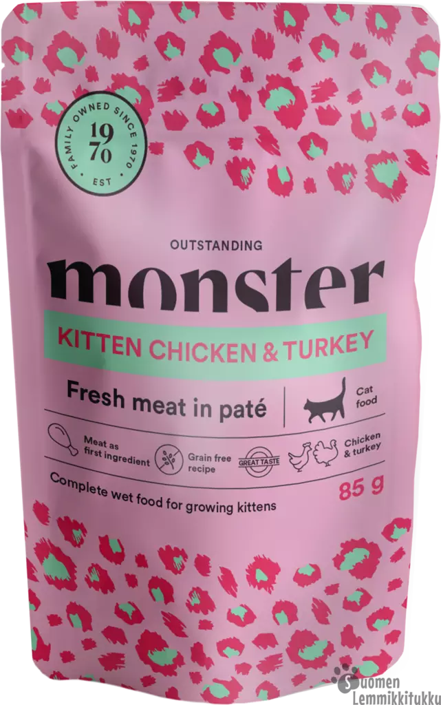 Monster Cat kitten chicken & turkey 85g - Kissan märkäruoka - 40193 - 1