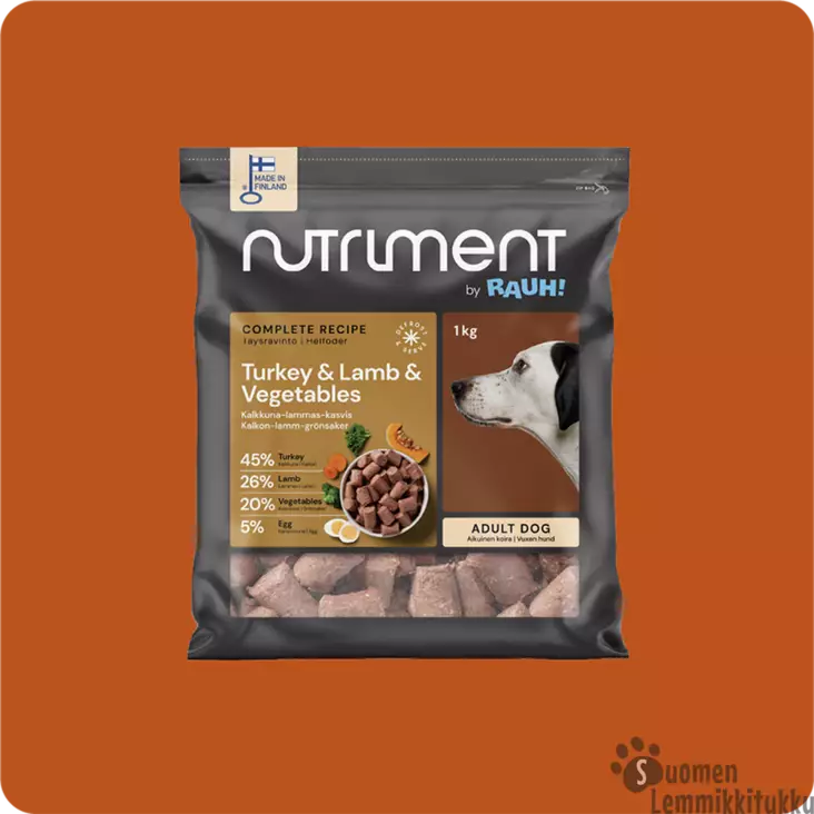 Nutriment By Rauh Kalkkuna-lammas-kasvispullat 1 kg - Koiran raakaruoka - 42253 - 1