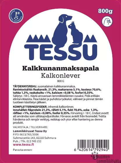Tessu Kalkkunan maksapala 800g - Koiran raakaruoka - 42053 - 1