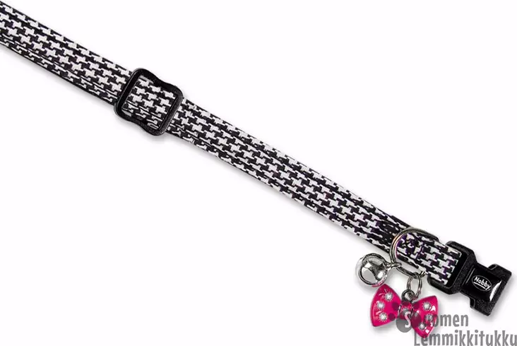 Kissan nylon kaulapanta kulkusella ja rusetilla pepita - Kissan pannat - 39593 - 1