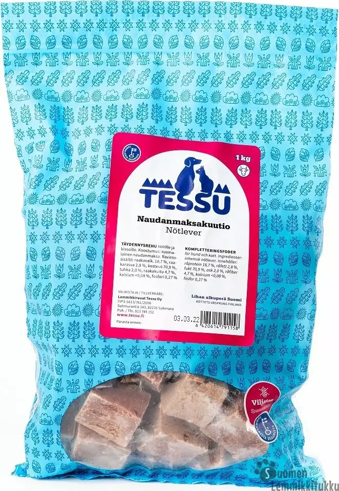 Tessu Naudan maksakuutio 1kg - Koiran raakaruoka - 39803 - 1