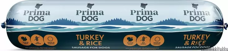 PrimaDog Turkey & Rice Kalkkuna-riisi -makkara, 800 g - Koiran makkarat - 39583 - 1