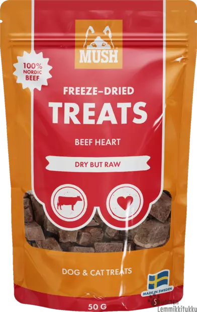 Mush Freezedried treats naudan sydän 50g - Pehmeät makupalat koiralle - 42544 - 1