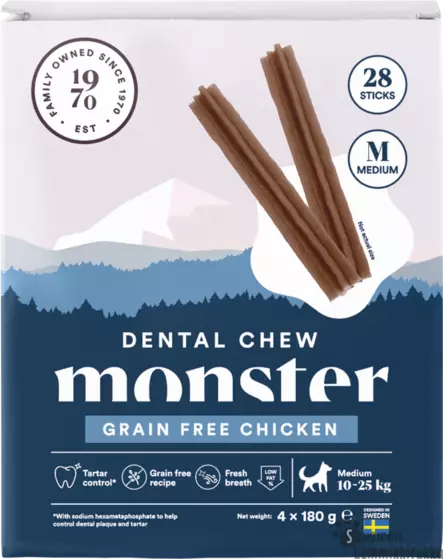Monster Dog Dental Chew Grain Free Chicken M 28 kpl - Koiran hampaidenhoito - 41214 - 1