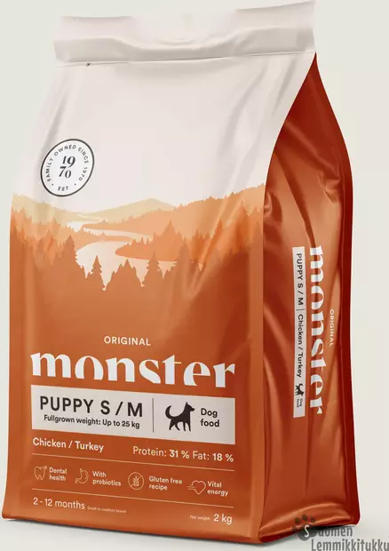 Original monster Puppy S / M Chicken / Turkey (kana&kalkkuna) 12kg - Koiran kuivaruoka - 40934 - 1