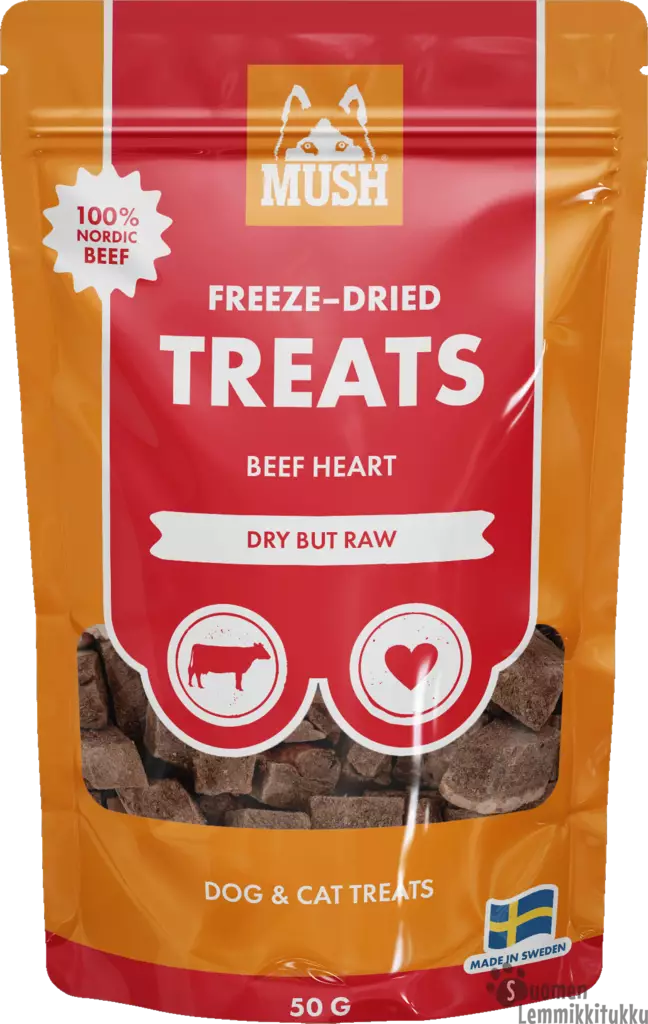 Mush Freezedried treats naudan sydän 50g - Pehmeät makupalat koiralle - 42544 - 1