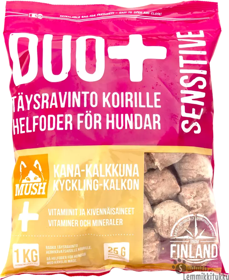 MUSH DUO+ ® SENSITIVE kana-kalkkuna 3 X 3Kg, ennakkotilaus - Mush raakaruoka - 40704 - 1