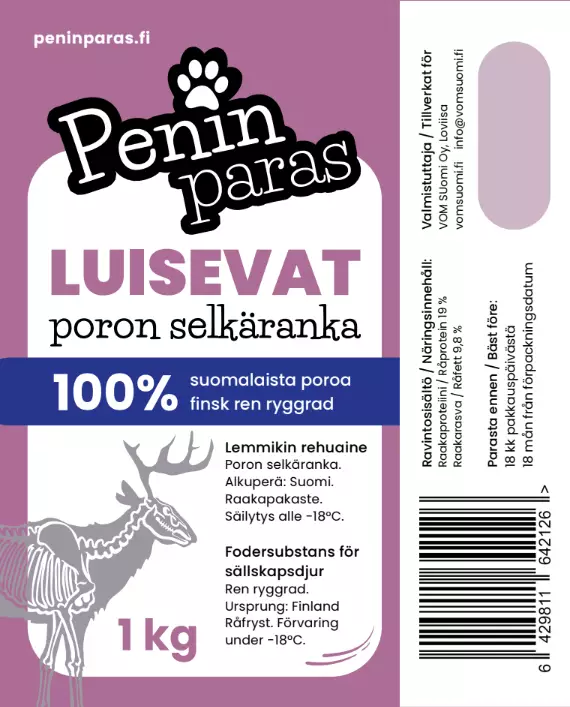 Penin Paras Poron selkäranka 1kg - Kaulat, rustot ja luut - 43174 - 1