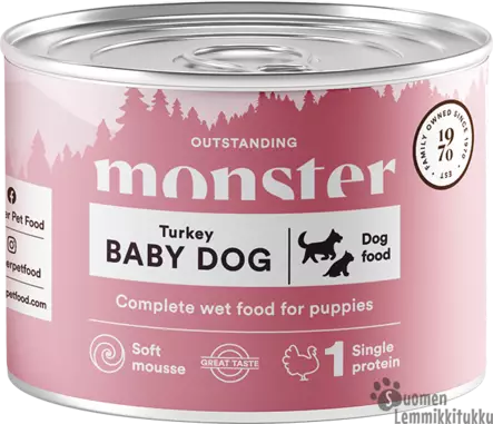 Monster Baby Dog Mousse kalkkuna 190g - Koiranpennun ruoka - 41795 - 1