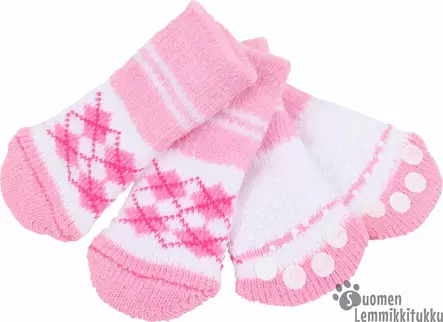 Koiran sukat liukuesteellä, valkoinen-pinkki - Koiran tossut - 42175 - 1