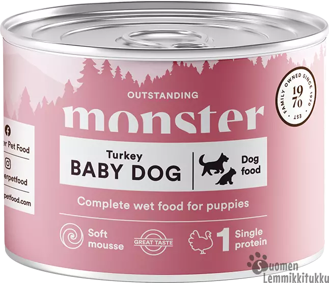 Monster Baby Dog Mousse kalkkuna 190g - Koiranpennun ruoka - 41795 - 1