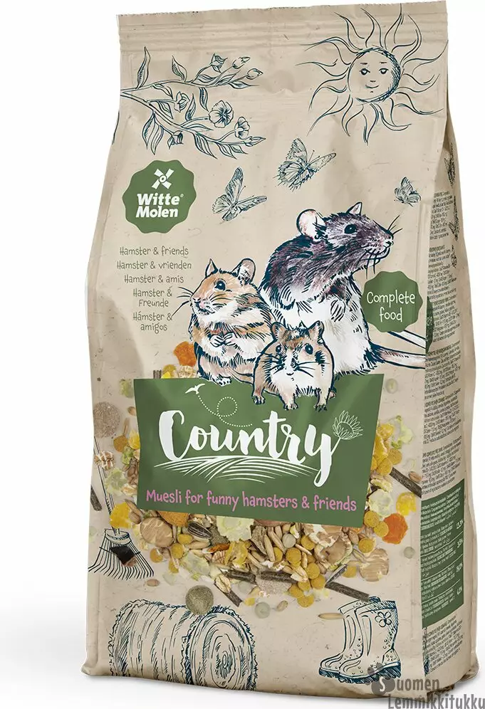 Country Hamster & Friends 850g (kääpiö)hamstereille, rotille, gerbilleile, hiirille ja muille sekäsyöjäjyrsijöille) - Hamsterin ja kääpiöhamsterin ruoka - 40385 - 1