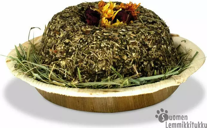 JR-Viljaton Gugl -kakku 180g, Yrtti- ja kukkakakku - Kanin ja jyrsijän herkut - 40156 - 1