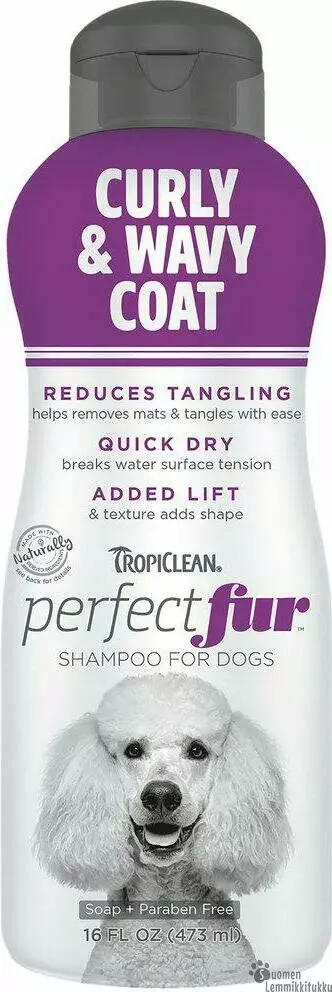 Perfect Fur, Shampoo kiharalle turkille 473ml, villakoira, bichon frise, vanha englannin lammaskoira ja muut rodut joilla on turkissa paljon tuuheutta. - Koiran shampoot - 40666 - 1