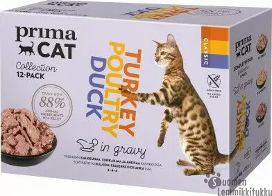 PrimaCat Siipikarja-mix 12x85g - Kissan märkäruoka - 41367 - 1