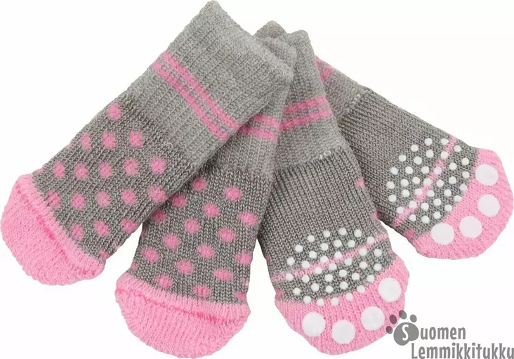 Koiran sukat liukuesteellä, Polka Dot harmaa - Koiran tossut - 40947 - 1