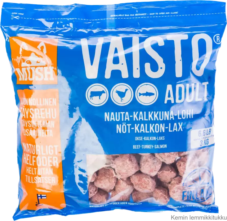 Mush Vaisto sininen nauta-kalkkuna-lohi 3×3kg ennakkotilaus - Mush raakaruoka - 37377 - 1