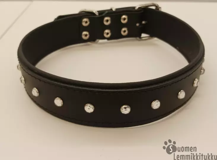 Nahkapanta koiralle strasseilla, yksirivinen 4cm - Koiran nahkapannat - 40637 - 1