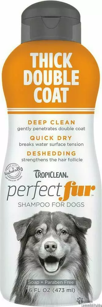 Perfect Fur, Shampoo paksulle turkille 473ml, saksanpaimenkoira, australianpaimenkoira, pomeranian, siperianhusky ja muut rodut joilla on pohjavilla ja paksu turkki - Koiran shampoot - 40667 - 1