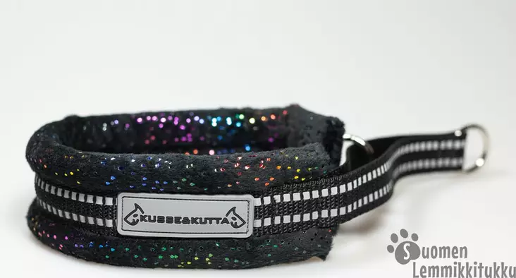 Puolikiristävä panta Musta hopeakimalle, ekstraleveä - Koiran puolikiristävät pannat - 41947 - 1