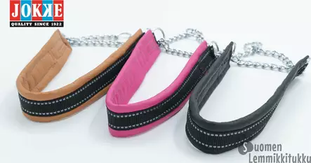 Aksu-nahkapanta ketjulla, nahkaleveys 30 mm, fuksia - Koiran puolikiristävät pannat - 41748 - 1