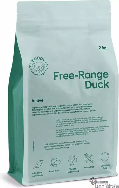 Buddy Free-Range Duck Koiranruoka 2kg - Kuivaruoka aktiiviselle koiralle - 42248 - 1