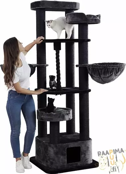 Raapimis- ja kiipeilypuu Musan, harmaa/musta - Kissan raapimapuut - 37158 - 1