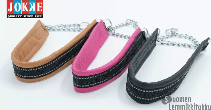 Aksu-nahkapanta ketjulla, nahkaleveys 30 mm, fuksia - Koiran puolikiristävät pannat - 41748 - 1