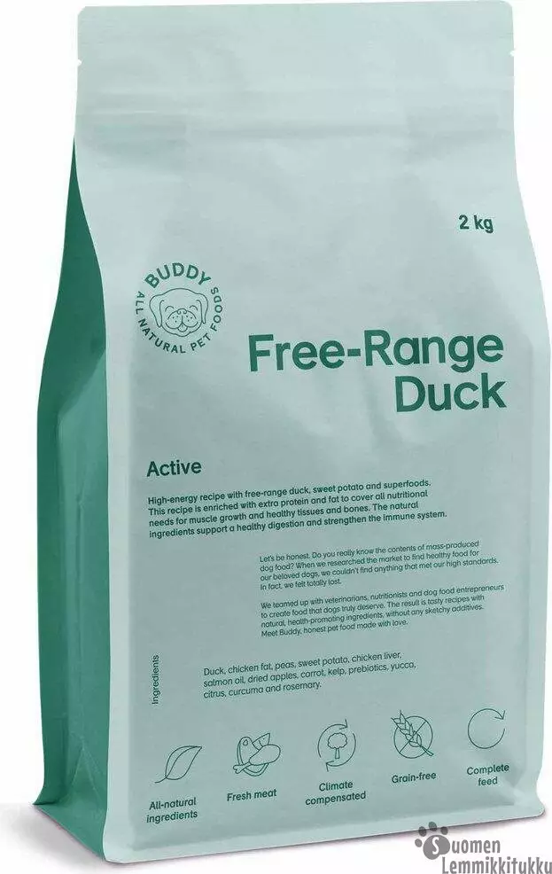 Buddy Free-Range Duck Koiranruoka 2kg - Kuivaruoka aktiiviselle koiralle - 42248 - 1