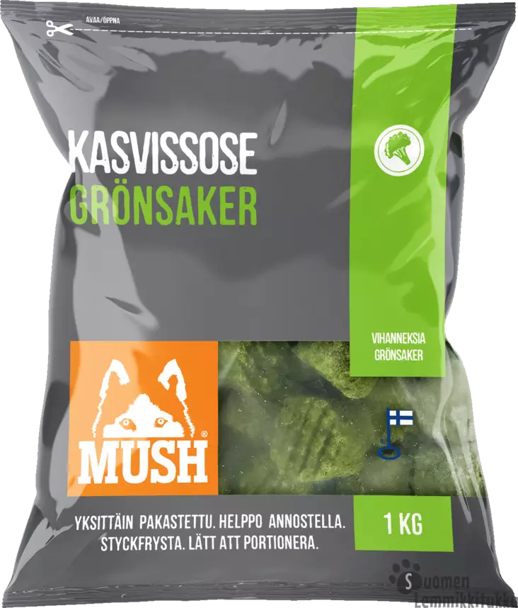 Mush Kasvispulla 1kg - Koiran raakaruoka - 37368 - 1