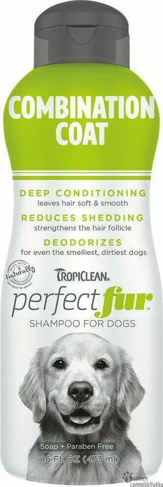 Perfect Fur, Shampoo monipuoliselle turkille 473ml, erityisesti kultainen noutaja, bordercollie, breton, cockerspaniel ja muut rodut, joilla on pitkä turkki korvissa, hännässä ja jaloissa ja jota täydentää lyhyempi karva muulla kehossa. - Koiran shampoot - 40668 - 1