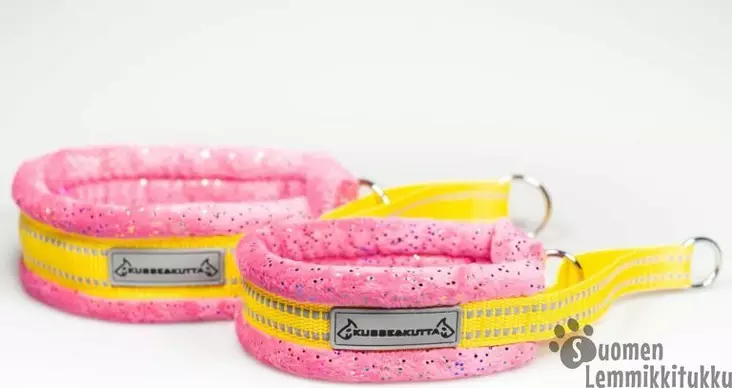 Puolikiristävä panta Vaaleanpunainen kimalle, ekstraleveä - Koiran puolikiristävät pannat - 41948 - 1