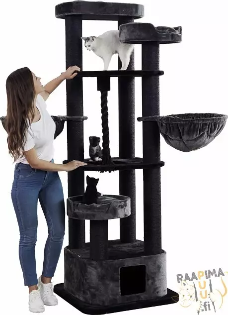 Raapimis- ja kiipeilypuu Musan, harmaa/musta - Kissan raapimapuut - 37158 - 1