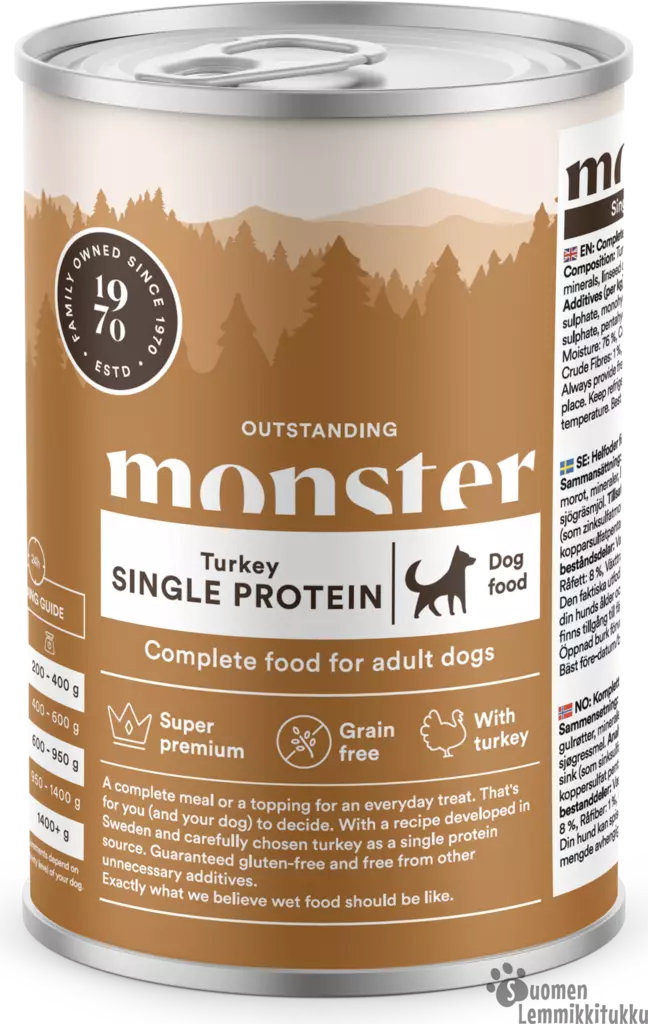 Monster Single Protein Kalkkuna 400g - Koiran märkäruoka - 40248 - 1