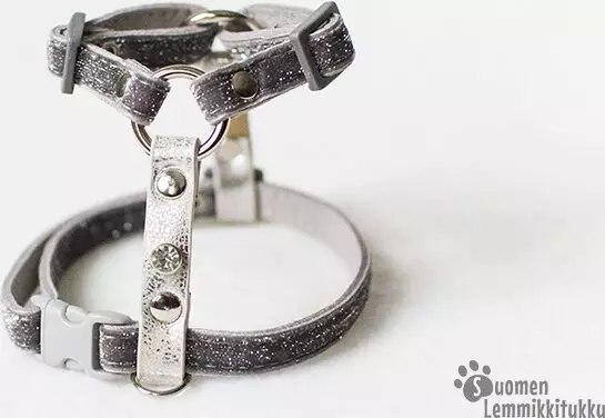 Y-valjas, harmaa glitter - Kissan valjaat - 40408 - 1