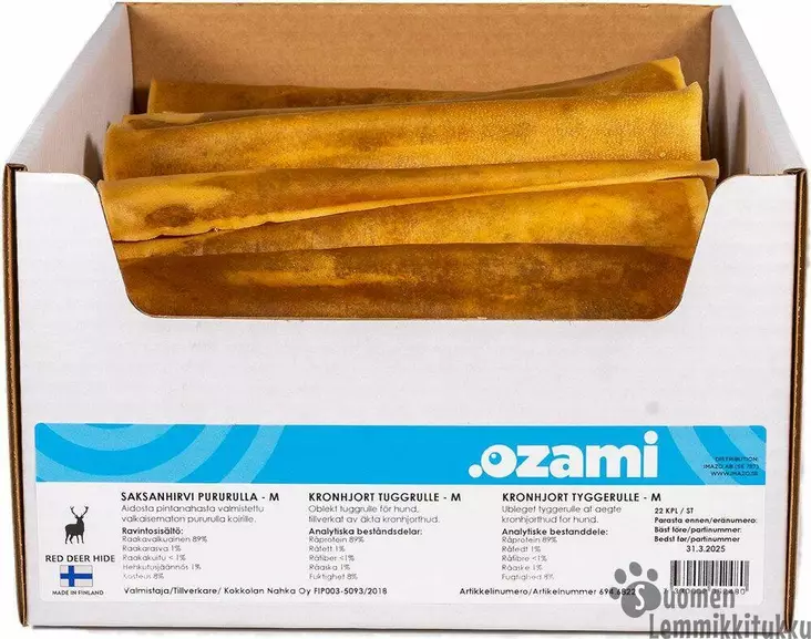 Ozami Saksanhirvi pururulla 21 cm 1 kpl - Nahkaluut koiralle - 41879 - 1